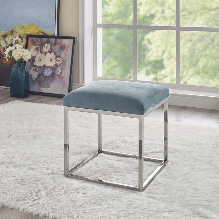 Anticipate Ottoman - Luxurious Velvet Upholstered Modern Seating with Stainless Steel Base & Cushion