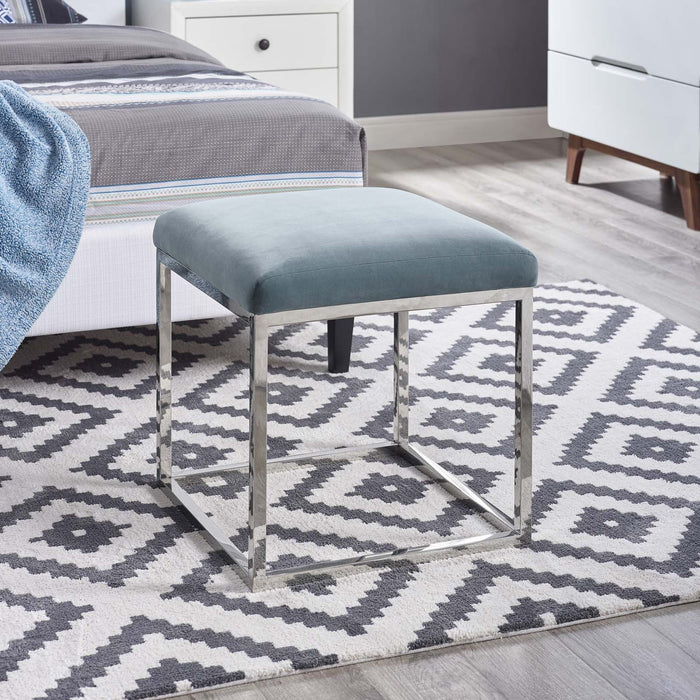 Anticipate Ottoman - Luxurious Velvet Upholstered Modern Seating with Stainless Steel Base & Cushion