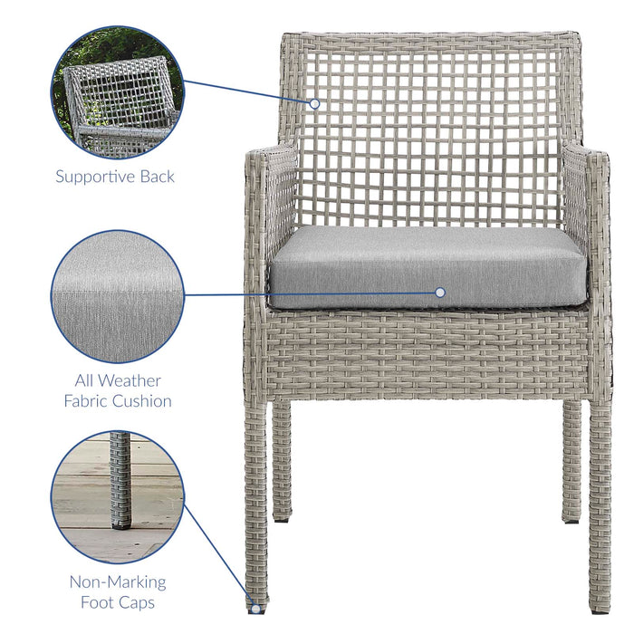 Aura Outdoor Patio Wicker Rattan Dining Armchair - detail close-up