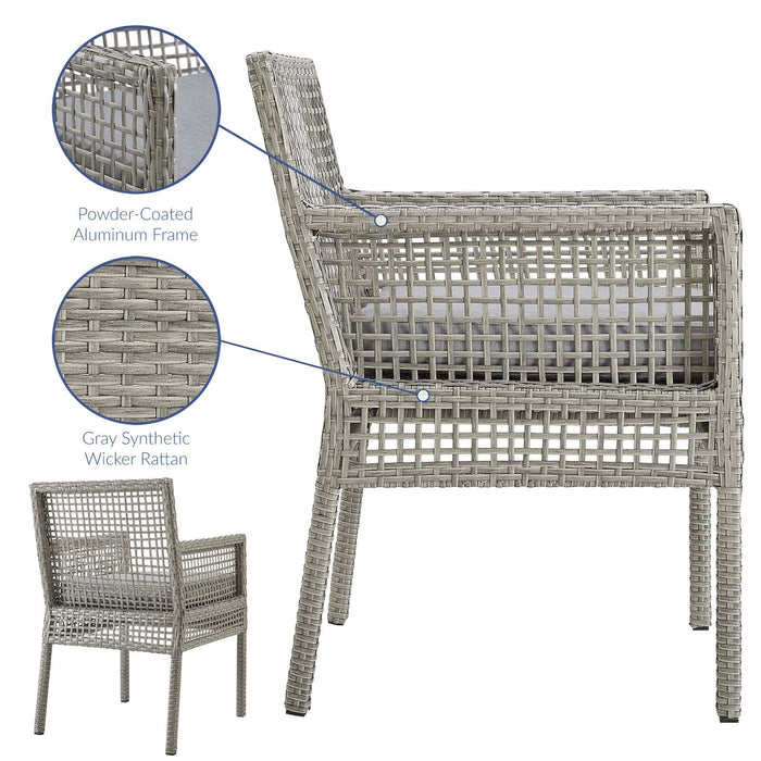 Aura Outdoor Patio Wicker Rattan Dining Armchair - in lifestyle setting