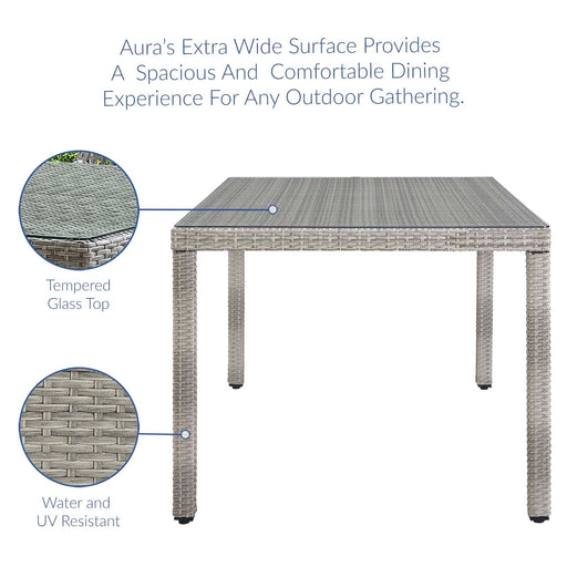 Aura 68" Outdoor Patio Wicker Rattan Dining Table - alternate angle view
