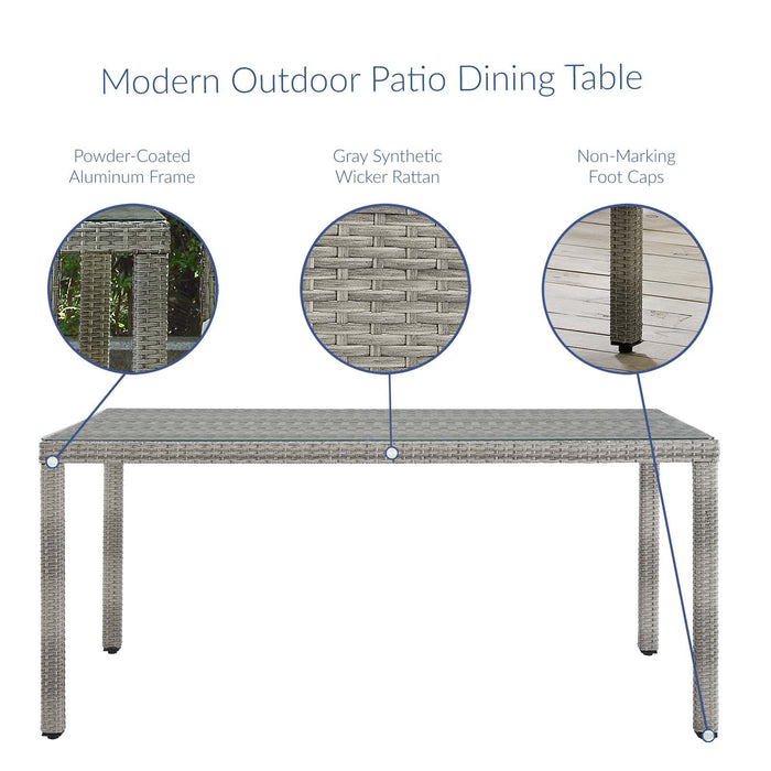 Aura 68" Outdoor Patio Wicker Rattan Dining Table - detail close-up