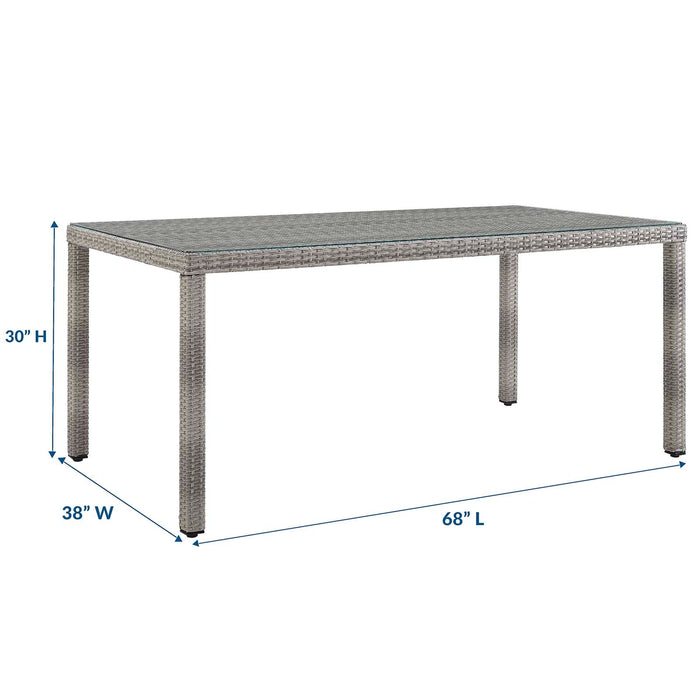 Aura 68" Outdoor Patio Wicker Rattan Dining Table - in lifestyle setting