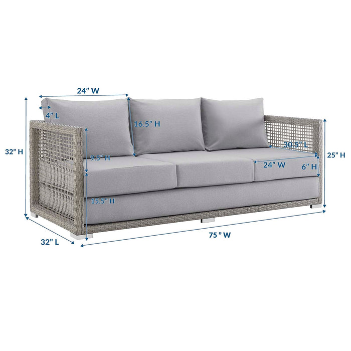 Aura Outdoor Patio Wicker Rattan Sofa - detail close-up