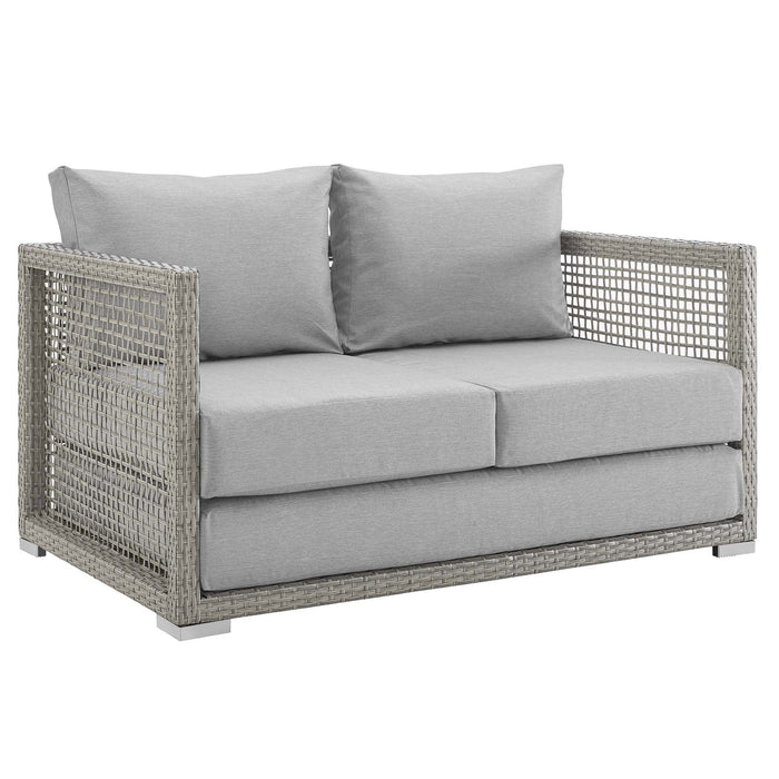 Aura Outdoor Patio Wicker Rattan Loveseat - alternate angle view