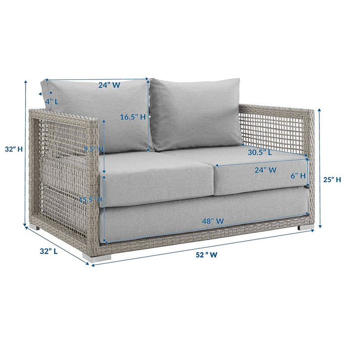 Aura Outdoor Patio Wicker Rattan Loveseat - in lifestyle setting
