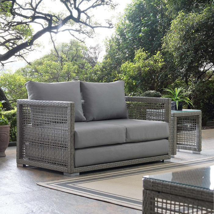 Aura Outdoor Patio Wicker Rattan Loveseat - view 5