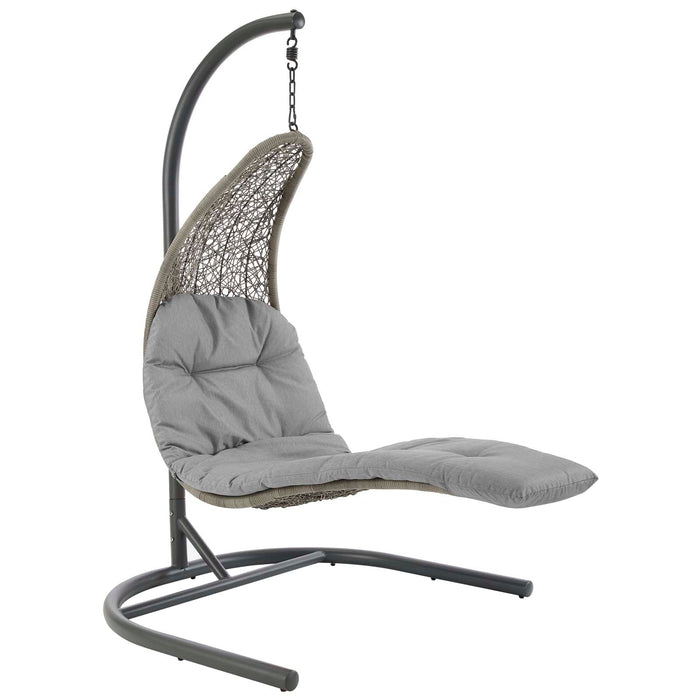 Landscape Hanging Chaise Lounge Outdoor Patio Swing Chair Light Gray Beige EEI-2952-LGR-BEI