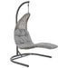 Landscape Hanging Chaise Lounge Outdoor Patio Swing Chair Light Gray Beige EEI-2952-LGR-BEI