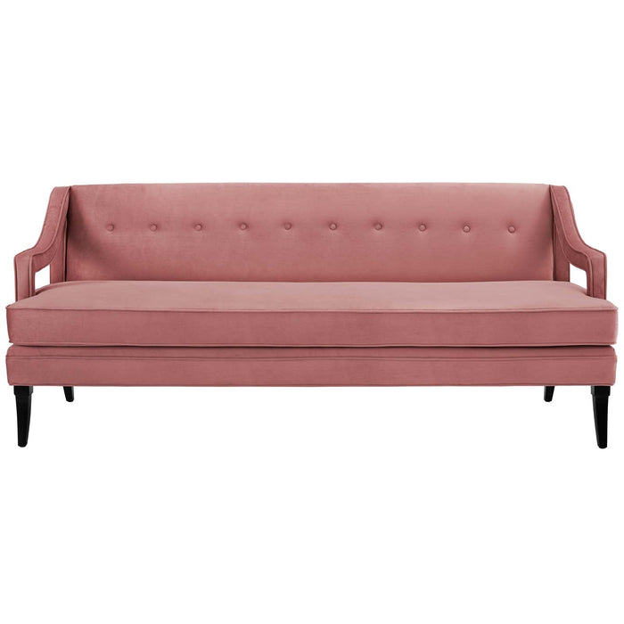 Concur Button Tufted Performance Velvet Sofa - in lifestyle setting