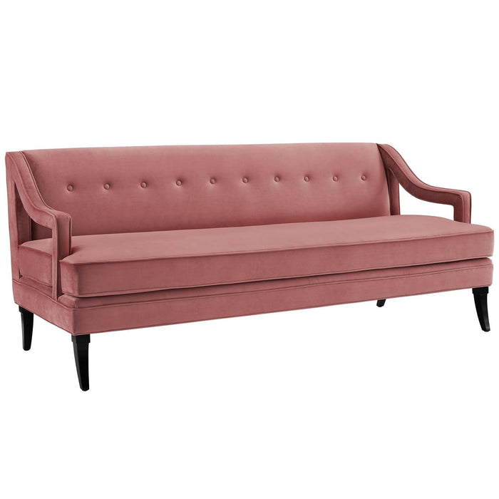 Concur Button Tufted Performance Velvet Sofa - alternate angle view