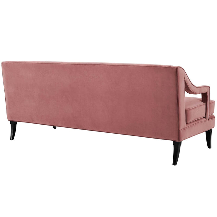 Concur Button Tufted Performance Velvet Sofa - detail close-up