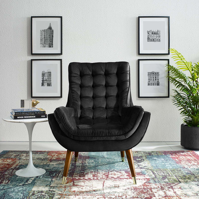 Modway Suggest Button Tufted Performance Velvet Lounge Chair Living Room Furniture - Dimensions