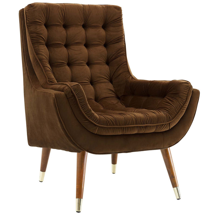 Modway Suggest Button Tufted Performance Velvet Lounge Chair Living Room Furniture - View 44