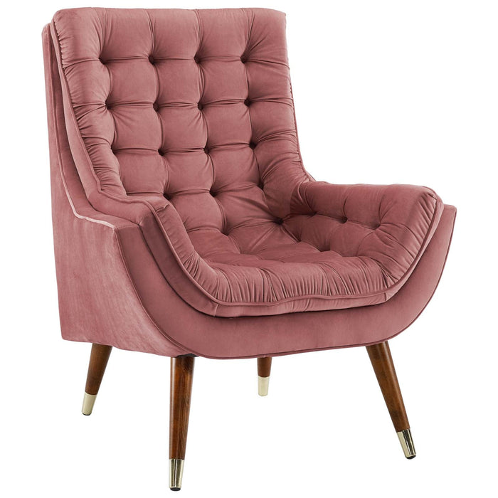 Modway Suggest Button Tufted Performance Velvet Lounge Chair Living Room Furniture - View 45