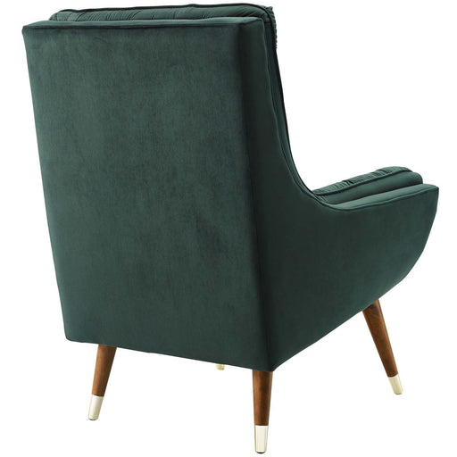 Modway Suggest Button Tufted Performance Velvet Lounge Chair Living Room Furniture in Black - Side View