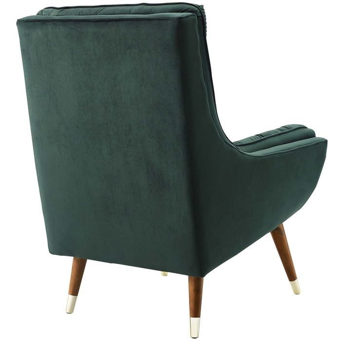 Modway Suggest Button Tufted Performance Velvet Lounge Chair Living Room Furniture in Black - Side View