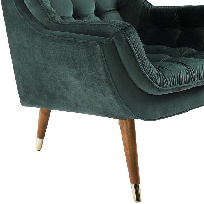Modway Suggest Button Tufted Performance Velvet Lounge Chair Living Room Furniture - Close-Up