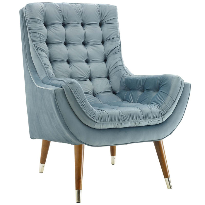 Modway Suggest Button Tufted Performance Velvet Lounge Chair Living Room Furniture - View 29