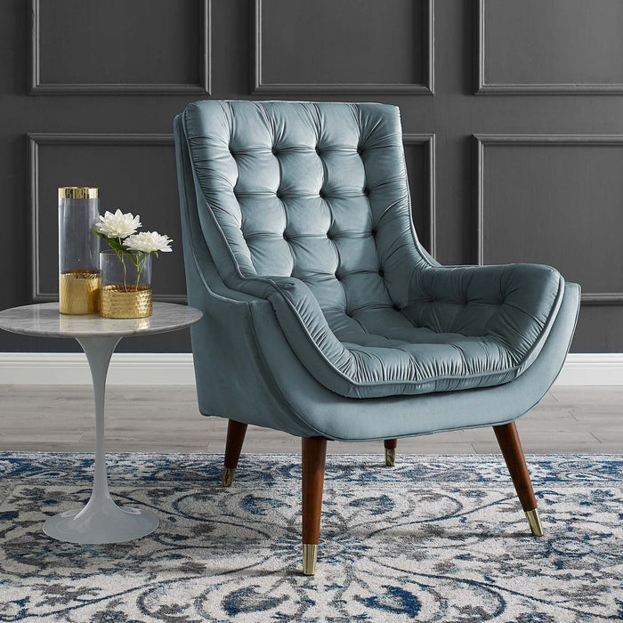 Modway Suggest Button Tufted Performance Velvet Lounge Chair Living Room Furniture - View 28