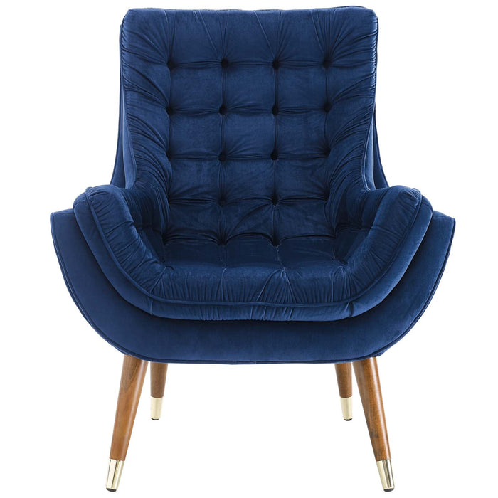 Modway Suggest Button Tufted Performance Velvet Lounge Chair Living Room Furniture - View 36