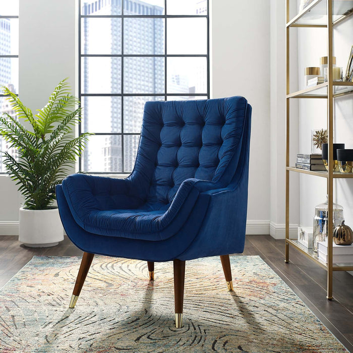 Modway Suggest Button Tufted Performance Velvet Lounge Chair Living Room Furniture - View 34