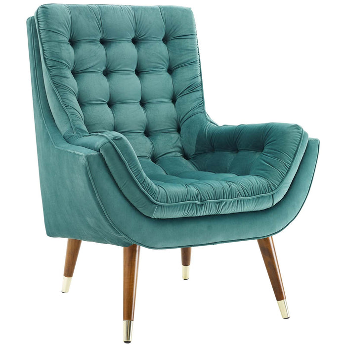 Modway Suggest Button Tufted Performance Velvet Lounge Chair Living Room Furniture - View 48