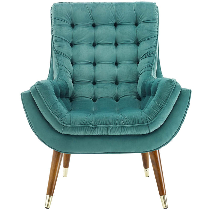Modway Suggest Button Tufted Performance Velvet Lounge Chair Living Room Furniture - View 41