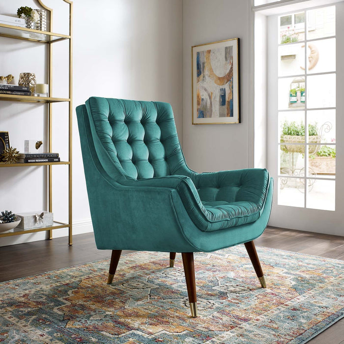 Modway Suggest Button Tufted Performance Velvet Lounge Chair Living Room Furniture - View 39