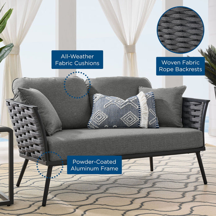Stance Outdoor Patio Aluminum Loveseat - in lifestyle setting