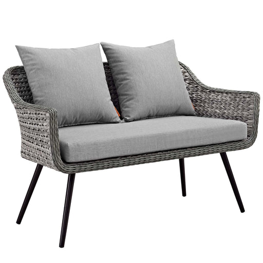 Endeavor Outdoor Patio Wicker Rattan Loveseat - alternate angle view