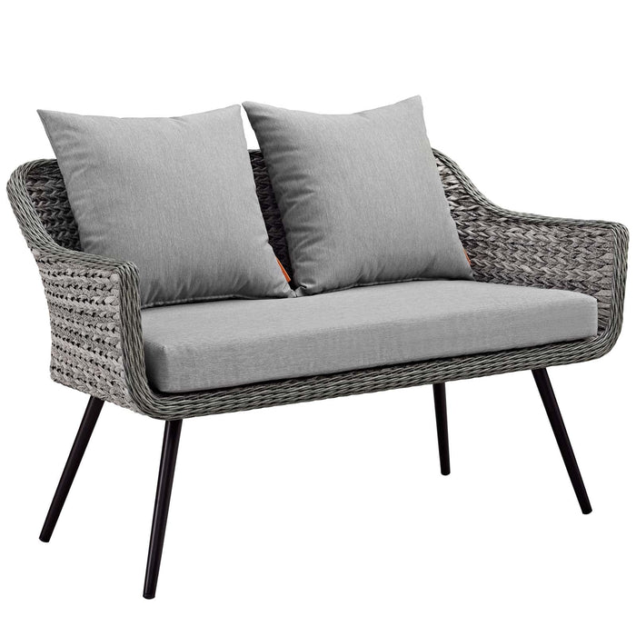 Endeavor Outdoor Patio Wicker Rattan Loveseat - alternate angle view