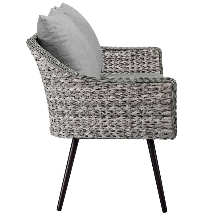 Endeavor Outdoor Patio Wicker Rattan Loveseat - detail close-up