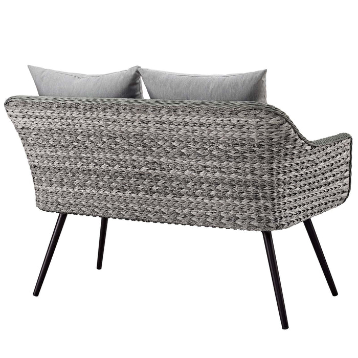 Endeavor Outdoor Patio Wicker Rattan Loveseat - in lifestyle setting