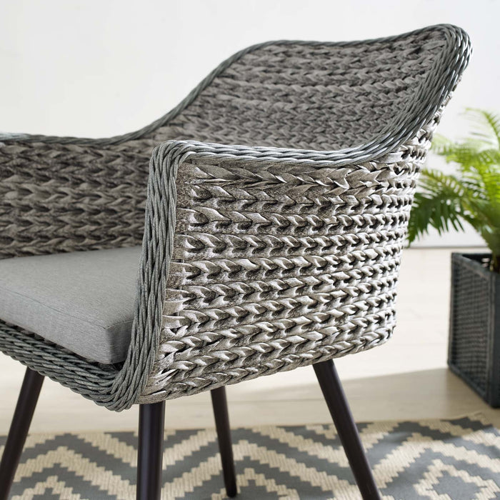 Endeavor Outdoor Patio Wicker Rattan Dining Armchair - detail close-up