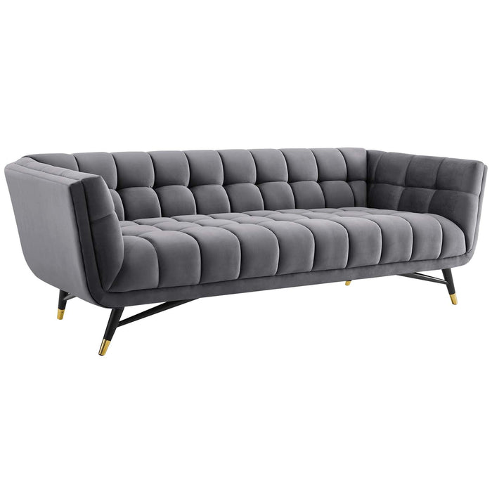 Adept Performance Velvet Sofa – Chic Mid-Century Modern Design with Deep Seating and Premium Comfort