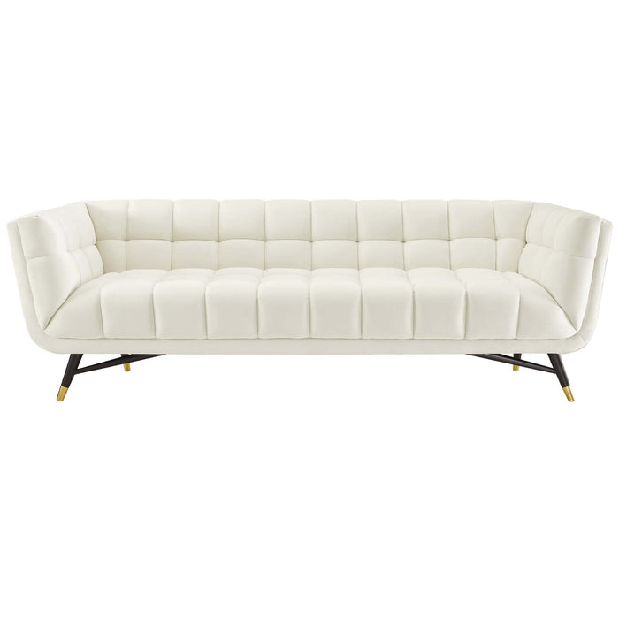 Adept Performance Velvet Sofa – Chic Mid-Century Modern Design with Deep Seating and Premium Comfort