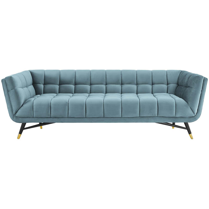 Adept Performance Velvet Sofa – Chic Mid-Century Modern Design with Deep Seating and Premium Comfort