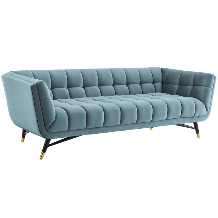 Adept Performance Velvet Sofa – Chic Mid-Century Modern Design with Deep Seating and Premium Comfort