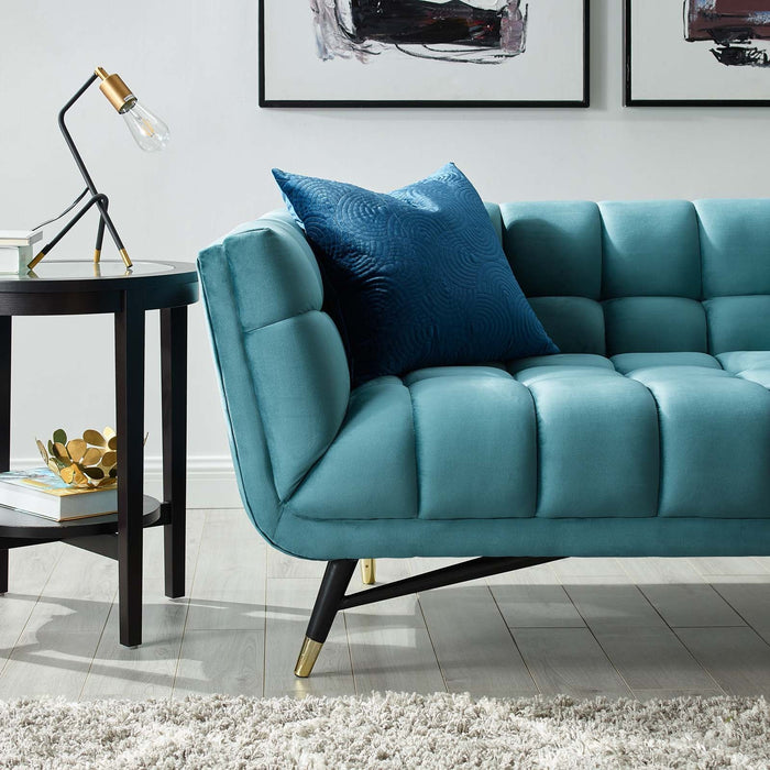 Adept Performance Velvet Sofa – Chic Mid-Century Modern Design with Deep Seating and Premium Comfort