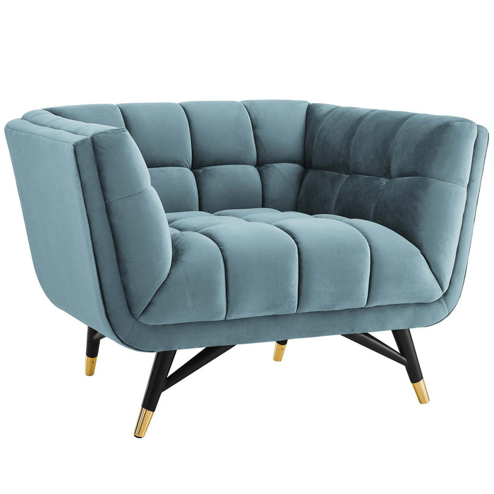 Adept Performance Velvet Armchair - Chic Mid-Century Modern Design with Plush Comfort & Style