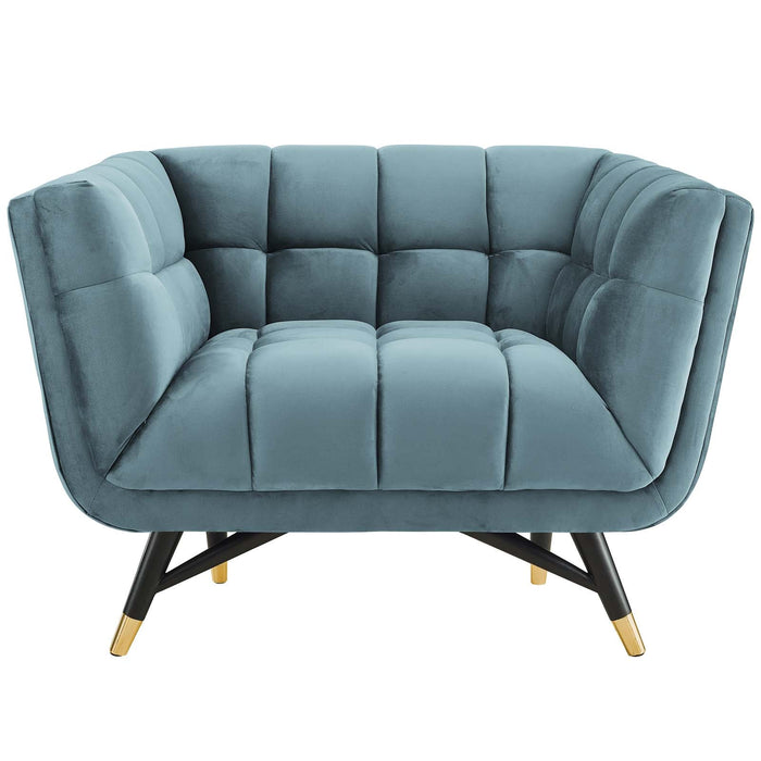 Adept Performance Velvet Armchair - Chic Mid-Century Modern Design with Plush Comfort & Style