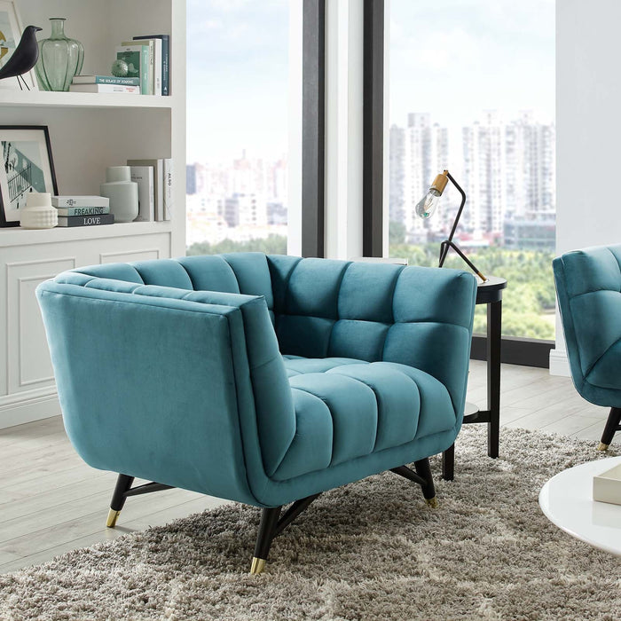 Adept Performance Velvet Armchair - Chic Mid-Century Modern Design with Plush Comfort & Style