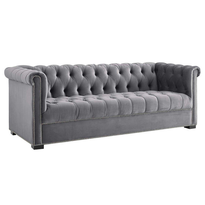 Modway Heritage Performance Velvet Sofa - Elegant Chesterfield Design, Stain-Resistant... Living Room Furniture - Side View