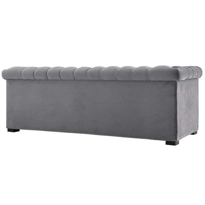 Modway Heritage Performance Velvet Sofa - Elegant Chesterfield Design... Living Room Furniture - Detail View