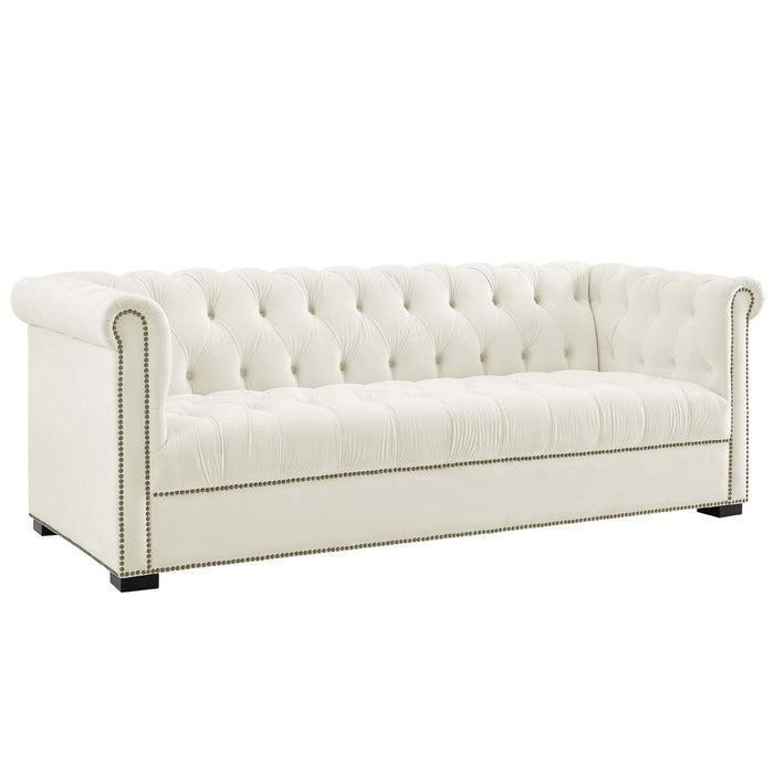 Modway Heritage Performance Velvet Sofa - Elegant Chesterfield Design, Stain-Resistant... Living Room Furniture - Features