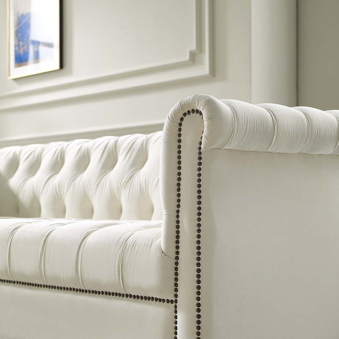 Modway Heritage Performance Velvet Sofa - Elegant Chesterfield Design, Stain-Resistant... Living Room Furniture - View 10