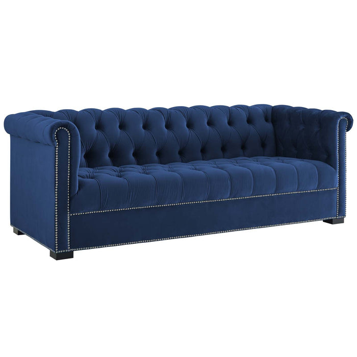 Modway Heritage Performance Velvet Sofa - Elegant Chesterfield Design, Stain-Resistant... Living Room Furniture - View 13
