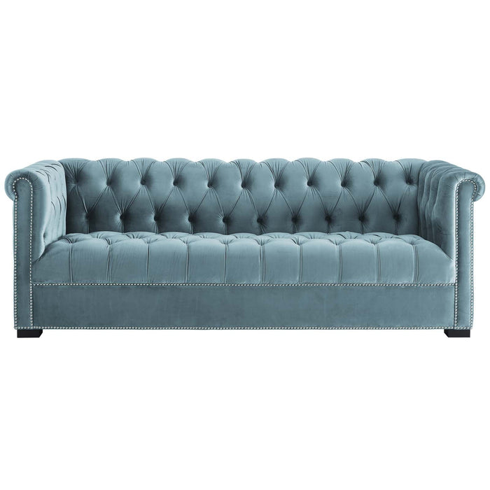 Modway Heritage Performance Velvet Sofa - Elegant Chesterfield Design, Stain-Resistant... Living Room Furniture - View 16