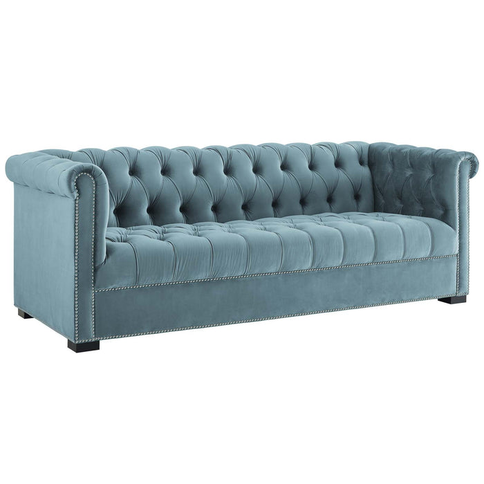 Modway Heritage Performance Velvet Sofa - Elegant Chesterfield Design, Stain-Resistant... Living Room Furniture - View 17
